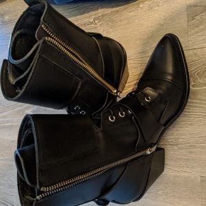 Black leather AllSaints Alix Boot